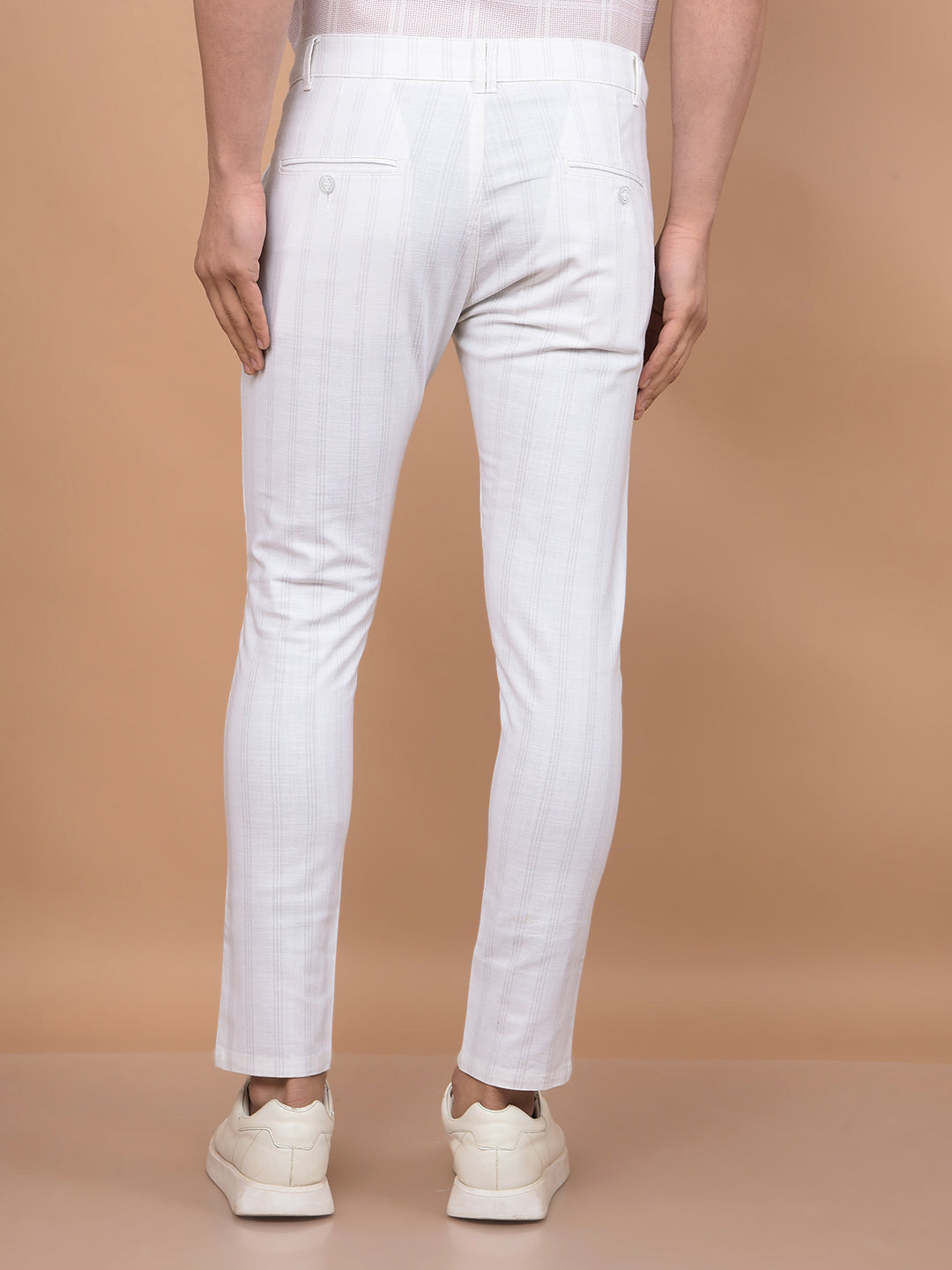 White Vertical Stripes Trousers-Men Trousers-Crimsoune Club