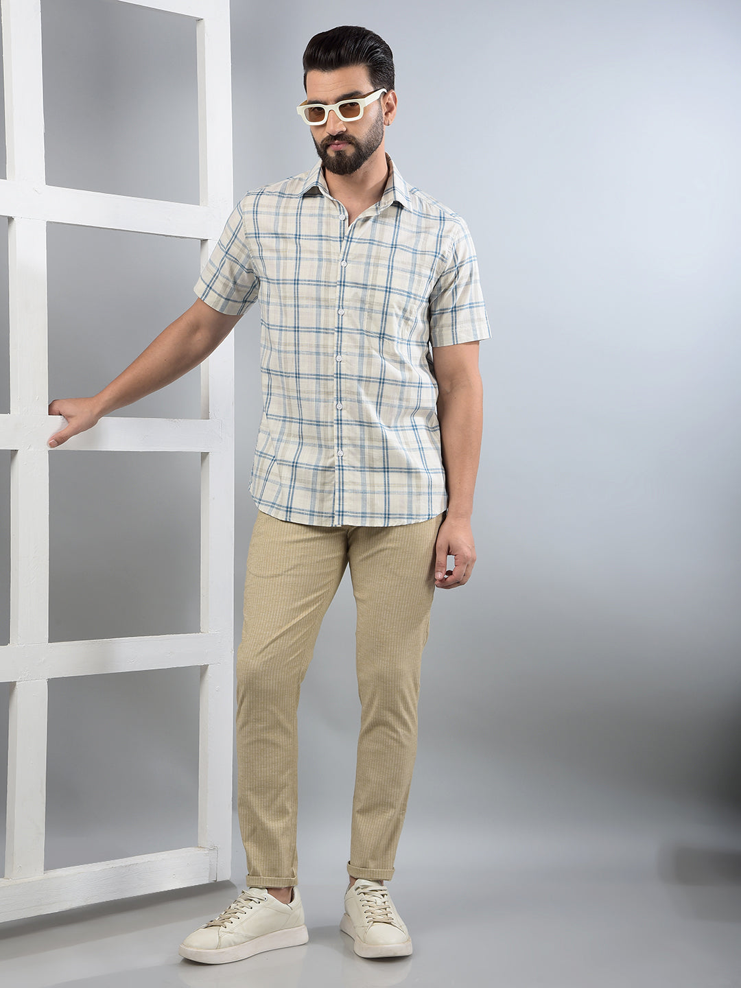 Khaki Printed Trousers-Men Trousers-Crimsoune Club
