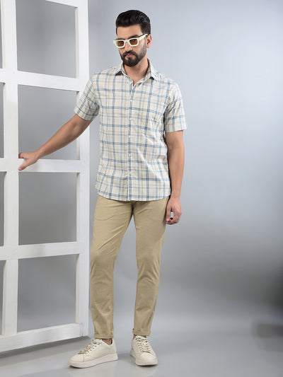 Khaki Printed Trousers-Men Trousers-Crimsoune Club