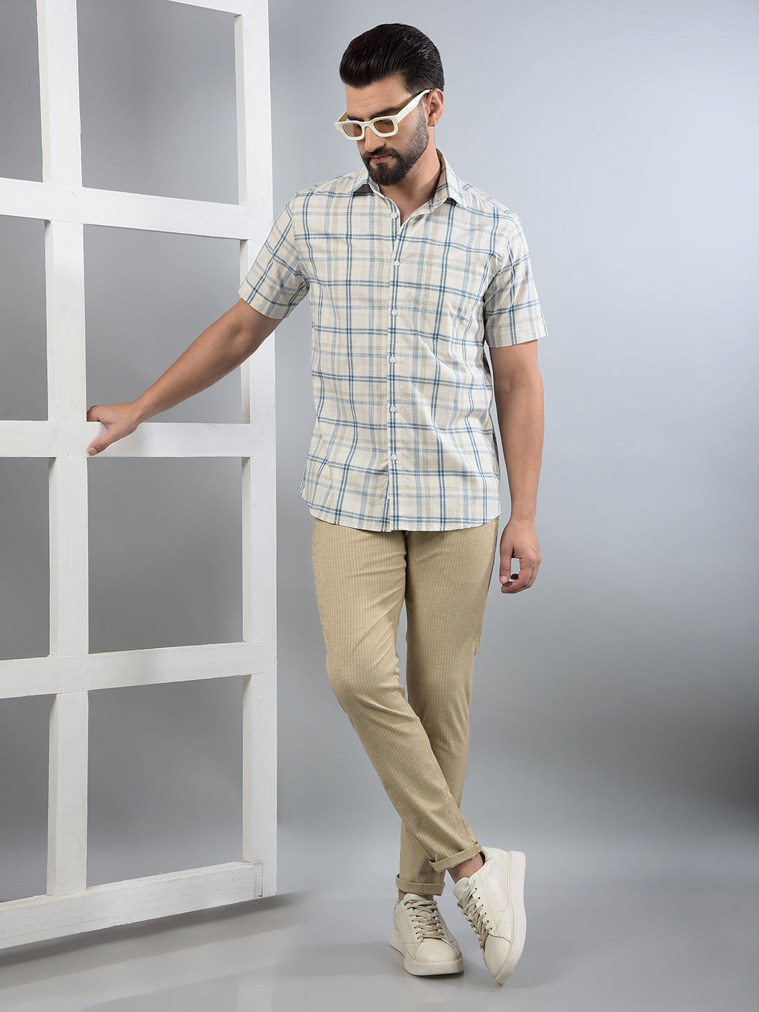 Khaki Printed Trousers-Men Trousers-Crimsoune Club