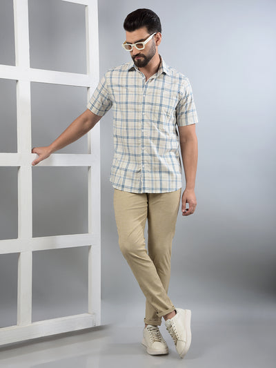 Khaki Printed Trousers-Men Trousers-Crimsoune Club