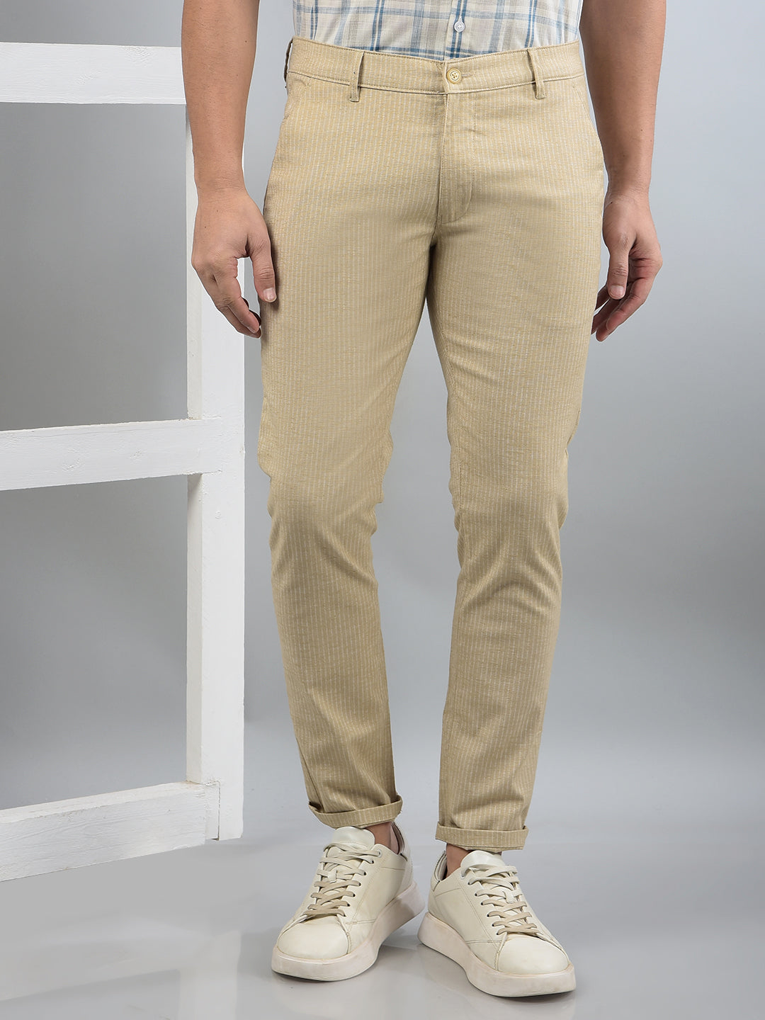 Khaki Printed Trousers-Men Trousers-Crimsoune Club