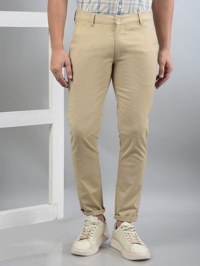 Khaki Printed Trousers-Men Trousers-Crimsoune Club