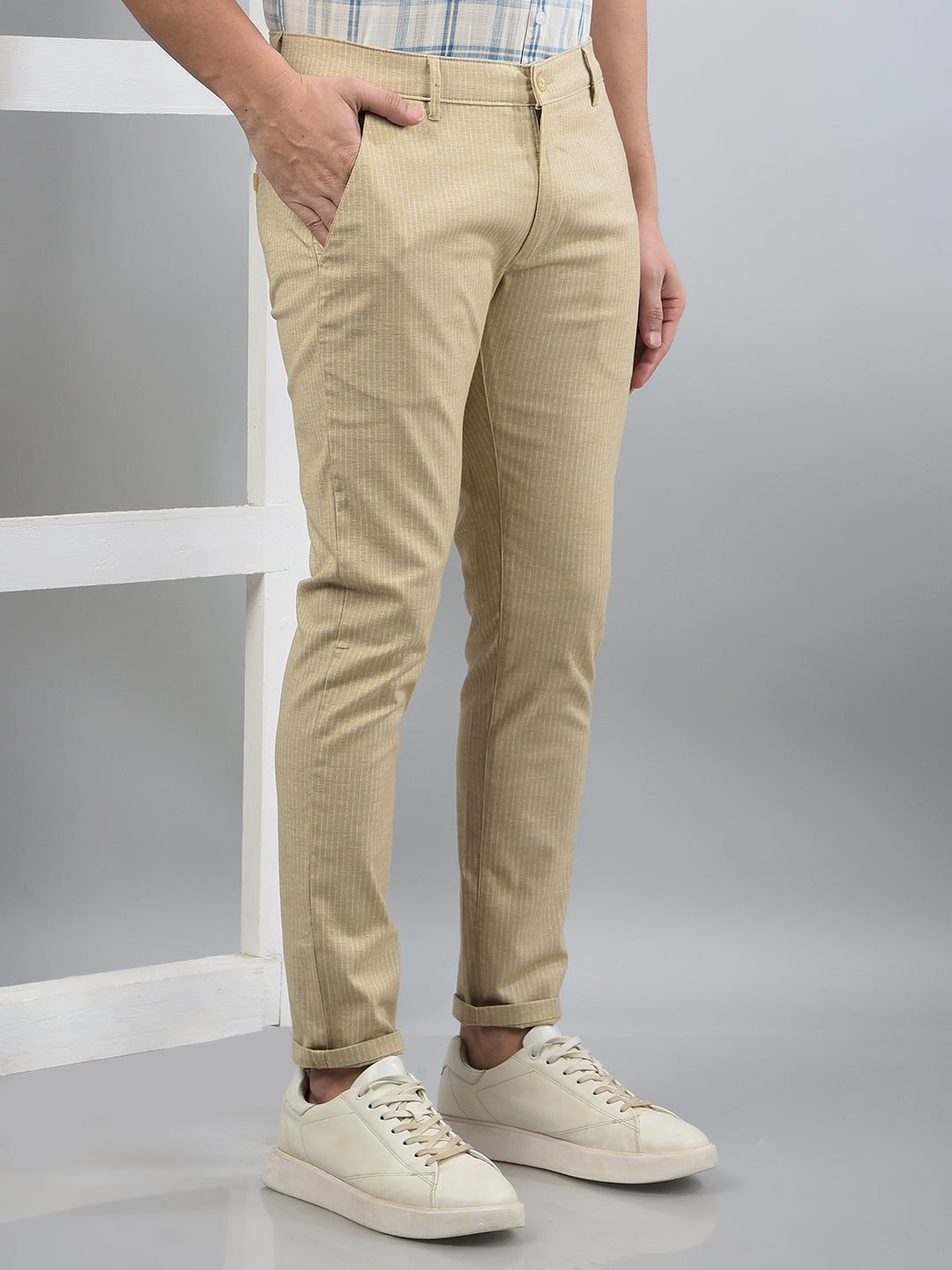 Khaki Printed Trousers-Men Trousers-Crimsoune Club