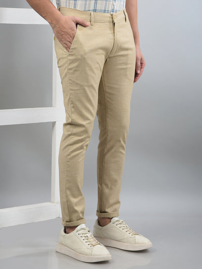 Khaki Printed Trousers-Men Trousers-Crimsoune Club