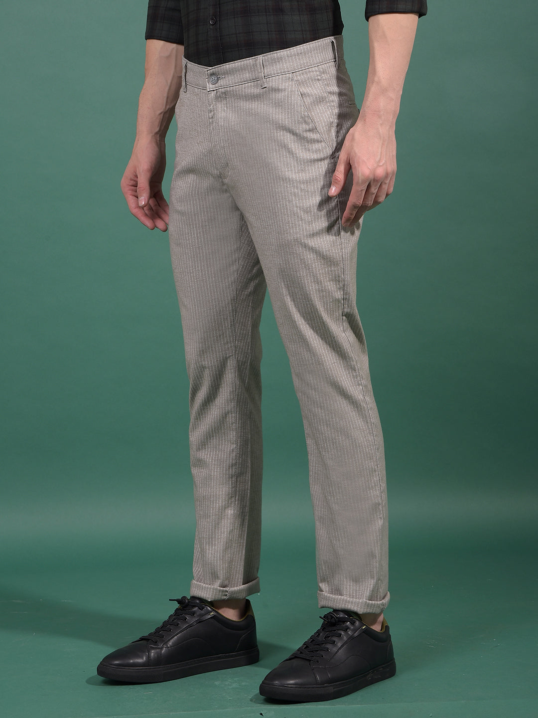 Grey Vertical Stripes Trousers-Men Trousers-Crimsoune Club