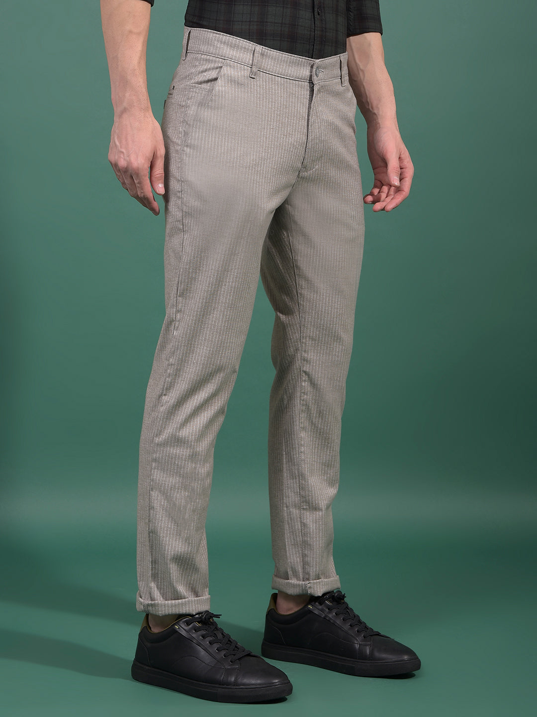 Grey Vertical Stripes Trousers-Men Trousers-Crimsoune Club