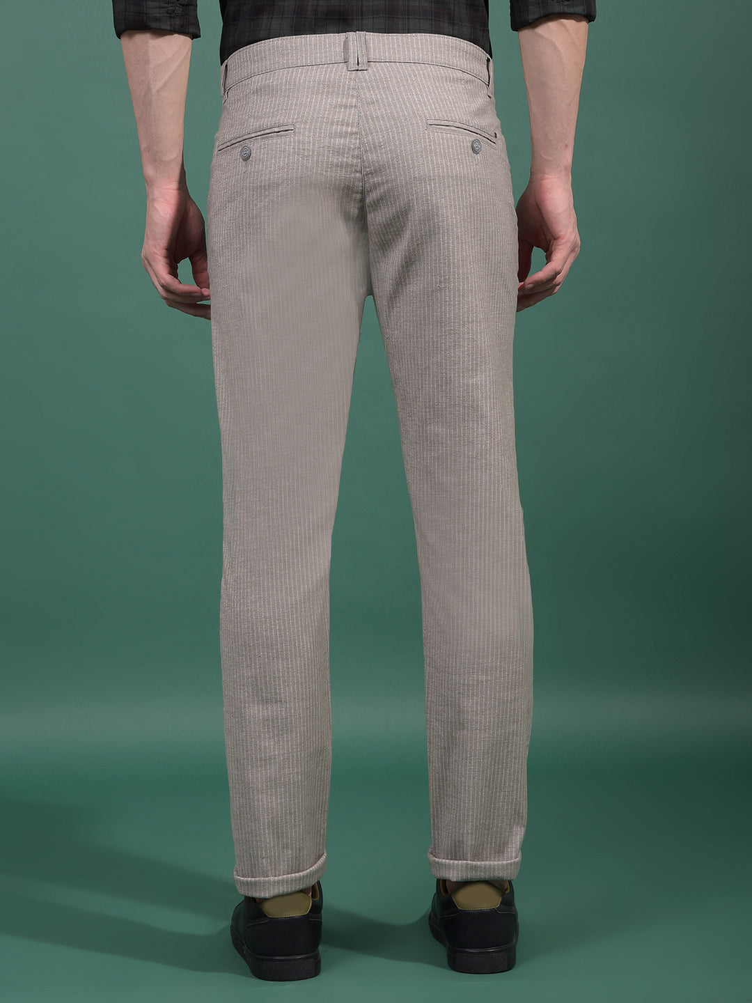 Grey Vertical Stripes Trousers-Men Trousers-Crimsoune Club