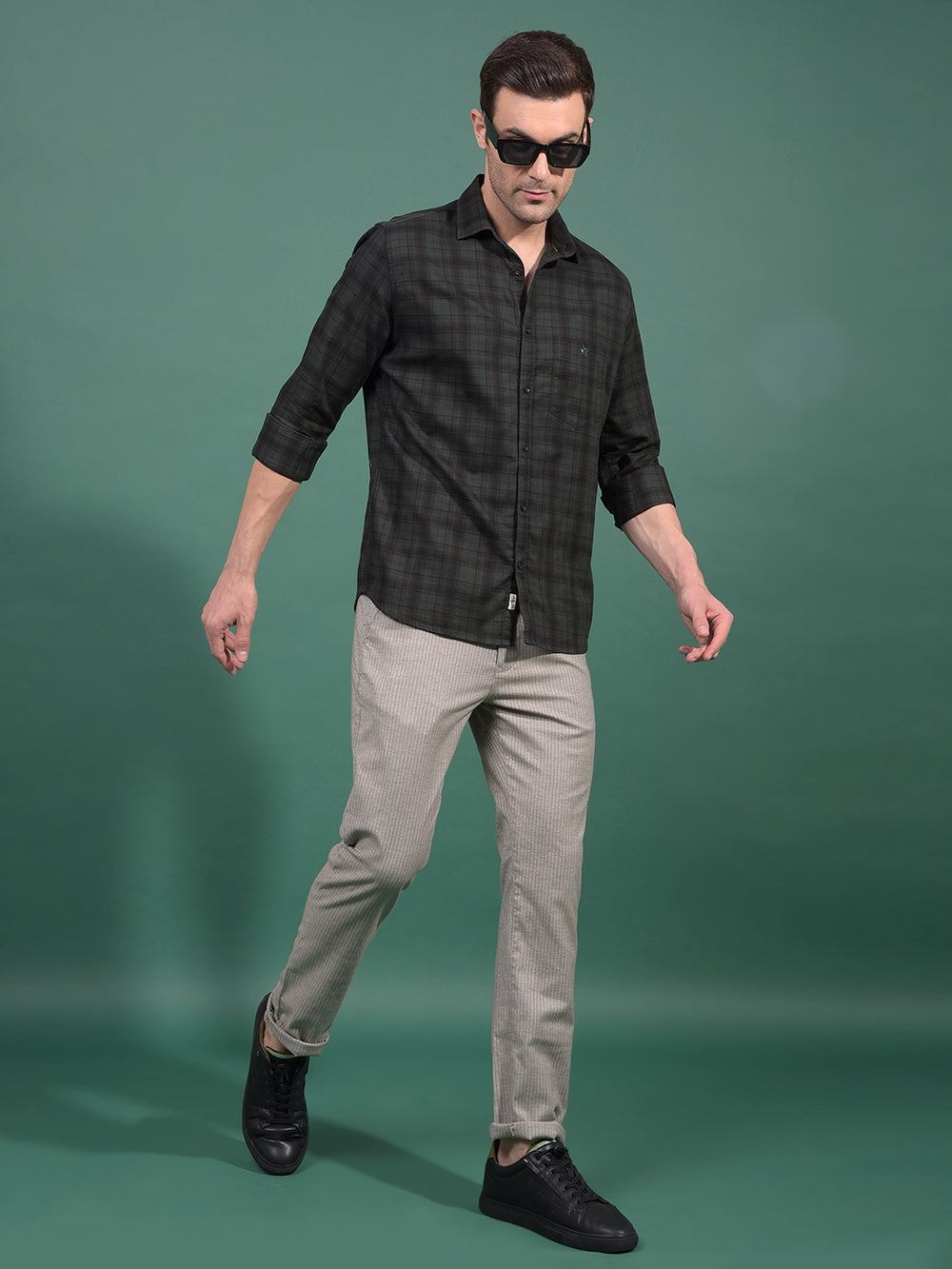 Grey Vertical Stripes Trousers-Men Trousers-Crimsoune Club