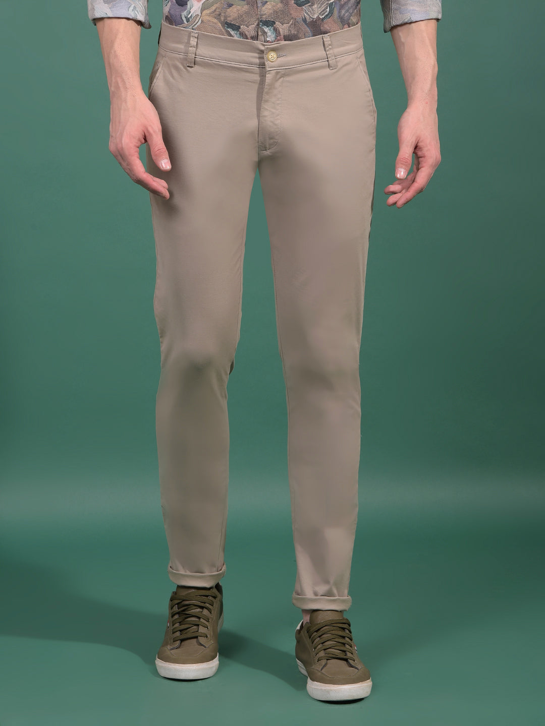 Khaki Trousers-Men Trousers-Crimsoune Club