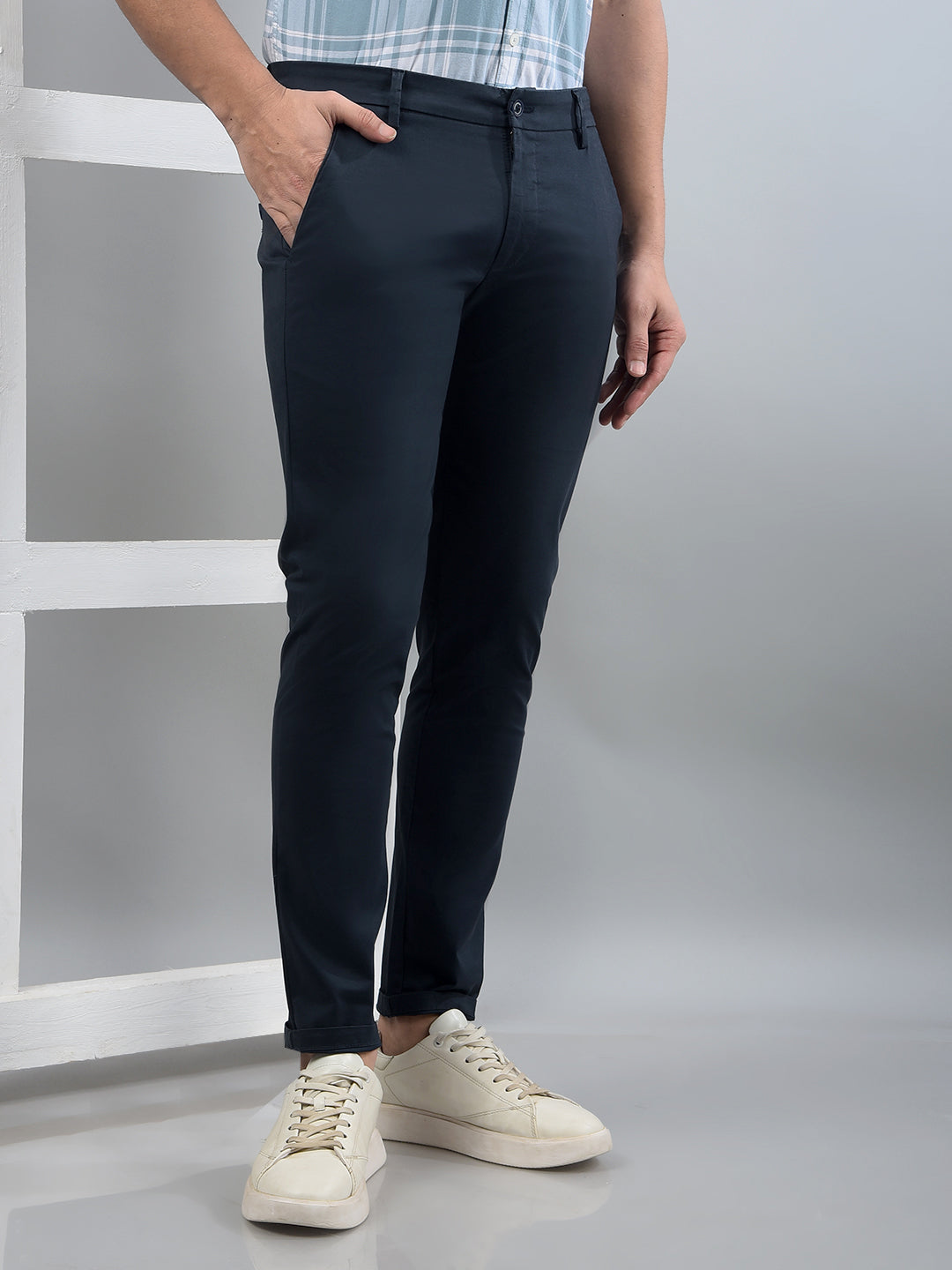 Navy Blue Trousers-Men Trousers-Crimsoune Club
