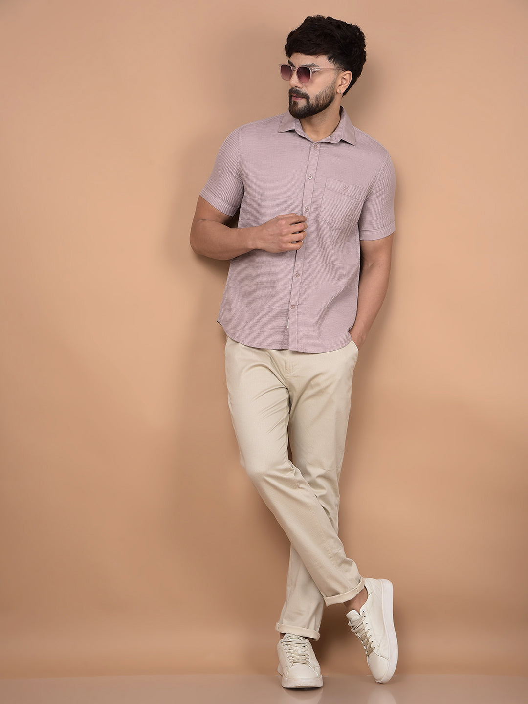 Beige Trousers-Men Trousers-Crimsoune Club