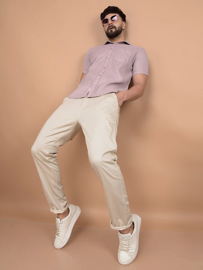 Beige Trousers-Men Trousers-Crimsoune Club