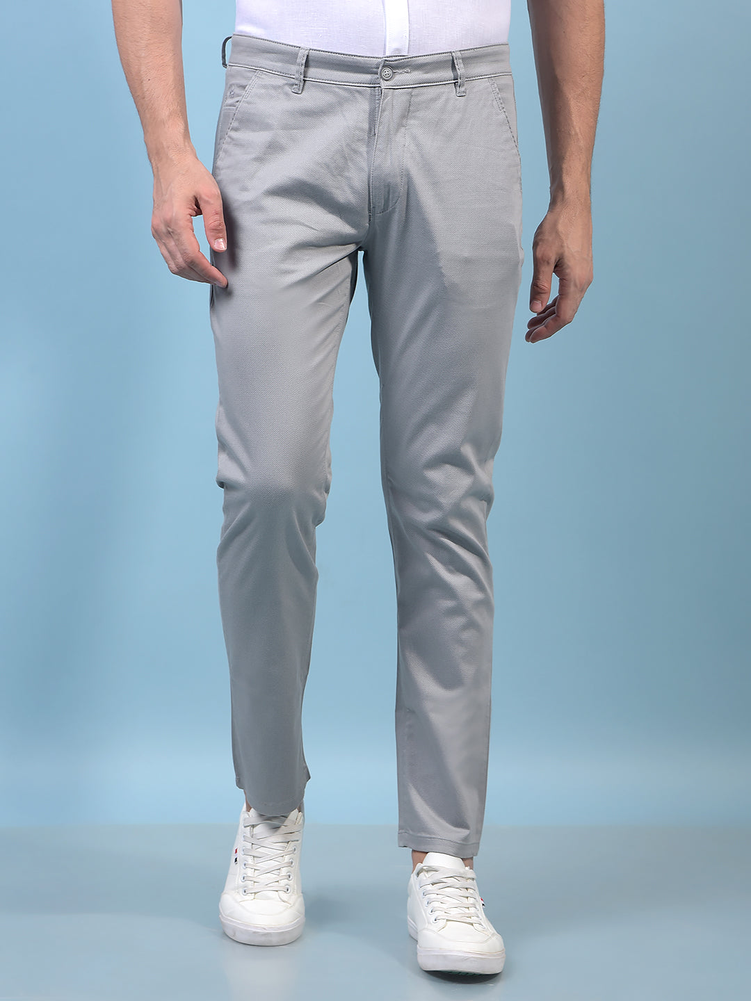 Men's Grey Printed Trousers-Men Trousers-Crimsoune Club