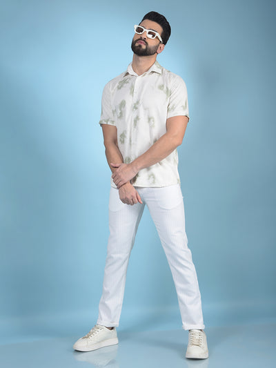 White Printed 100% Cotton Trousers-Men Trousers-Crimsoune Club