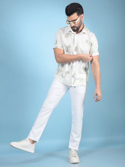 White Printed 100% Cotton Trousers-Men Trousers-Crimsoune Club