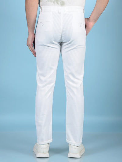 White Printed 100% Cotton Trousers-Men Trousers-Crimsoune Club