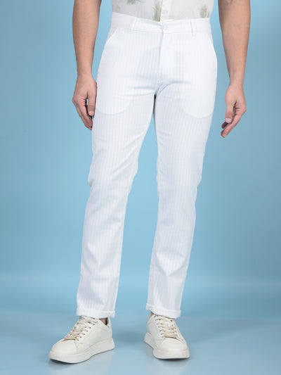 White Printed 100% Cotton Trousers-Men Trousers-Crimsoune Club