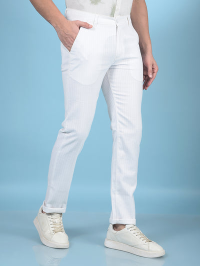 White Printed 100% Cotton Trousers-Men Trousers-Crimsoune Club