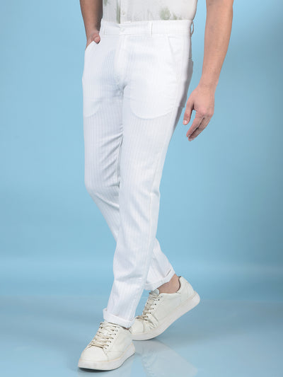 White Printed 100% Cotton Trousers-Men Trousers-Crimsoune Club