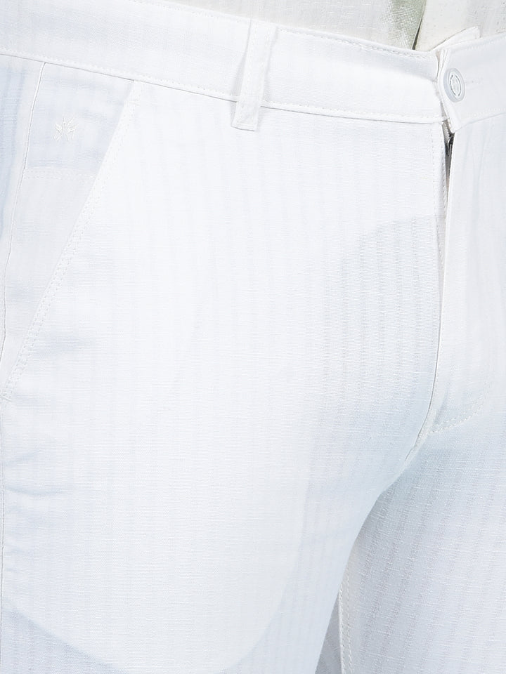 White Printed 100% Cotton Trousers-Men Trousers-Crimsoune Club