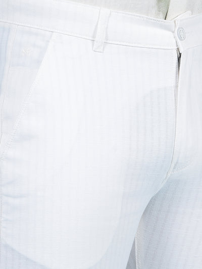 White Printed 100% Cotton Trousers-Men Trousers-Crimsoune Club