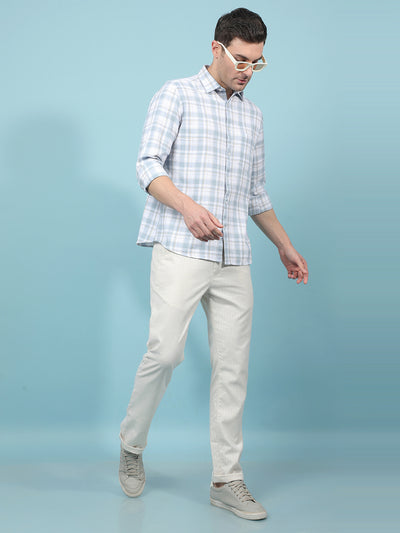 Off White Printed 100% Cotton Trousers-Men Trousers-Crimsoune Club
