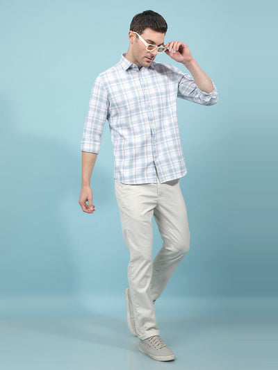 Off White Printed 100% Cotton Trousers-Men Trousers-Crimsoune Club