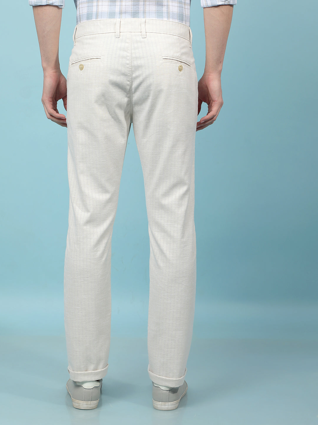 Off White Printed 100% Cotton Trousers-Men Trousers-Crimsoune Club