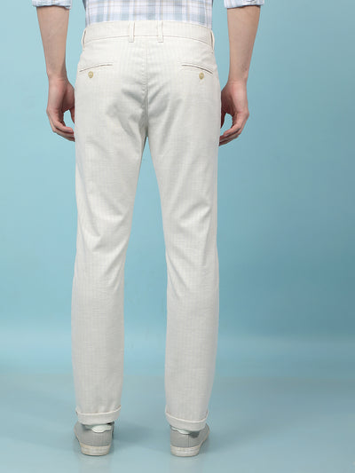 Off White Printed 100% Cotton Trousers-Men Trousers-Crimsoune Club