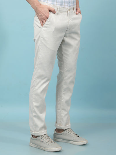 Off White Printed 100% Cotton Trousers-Men Trousers-Crimsoune Club