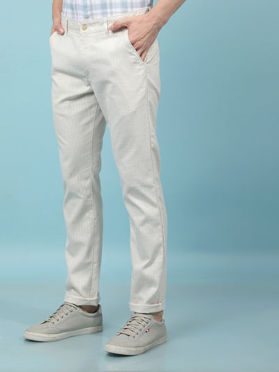 Off White Printed 100% Cotton Trousers-Men Trousers-Crimsoune Club