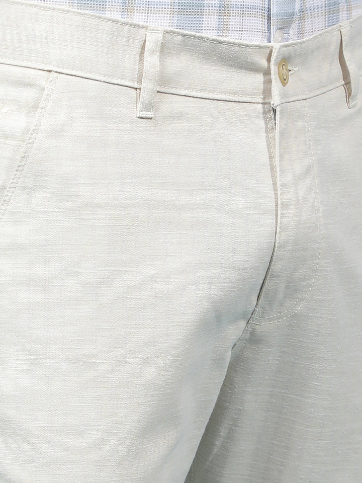 Off White Printed 100% Cotton Trousers-Men Trousers-Crimsoune Club