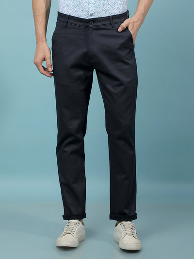 Navy Blue Printed Trousers-Men Trousers-Crimsoune Club