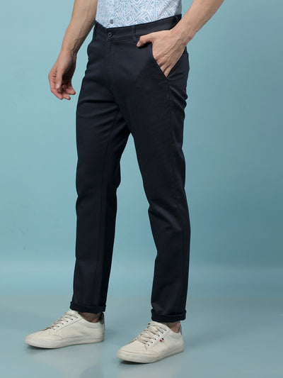 Navy Blue Printed Trousers-Men Trousers-Crimsoune Club