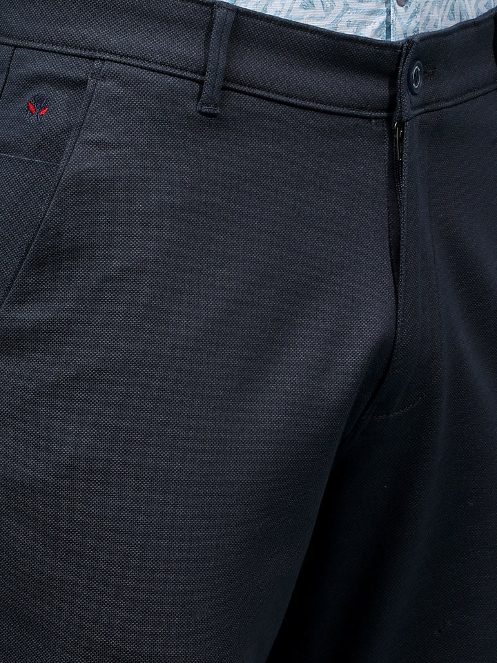 Navy Blue Printed Trousers-Men Trousers-Crimsoune Club