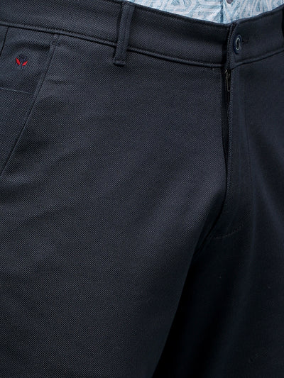 Navy Blue Printed Trousers-Men Trousers-Crimsoune Club