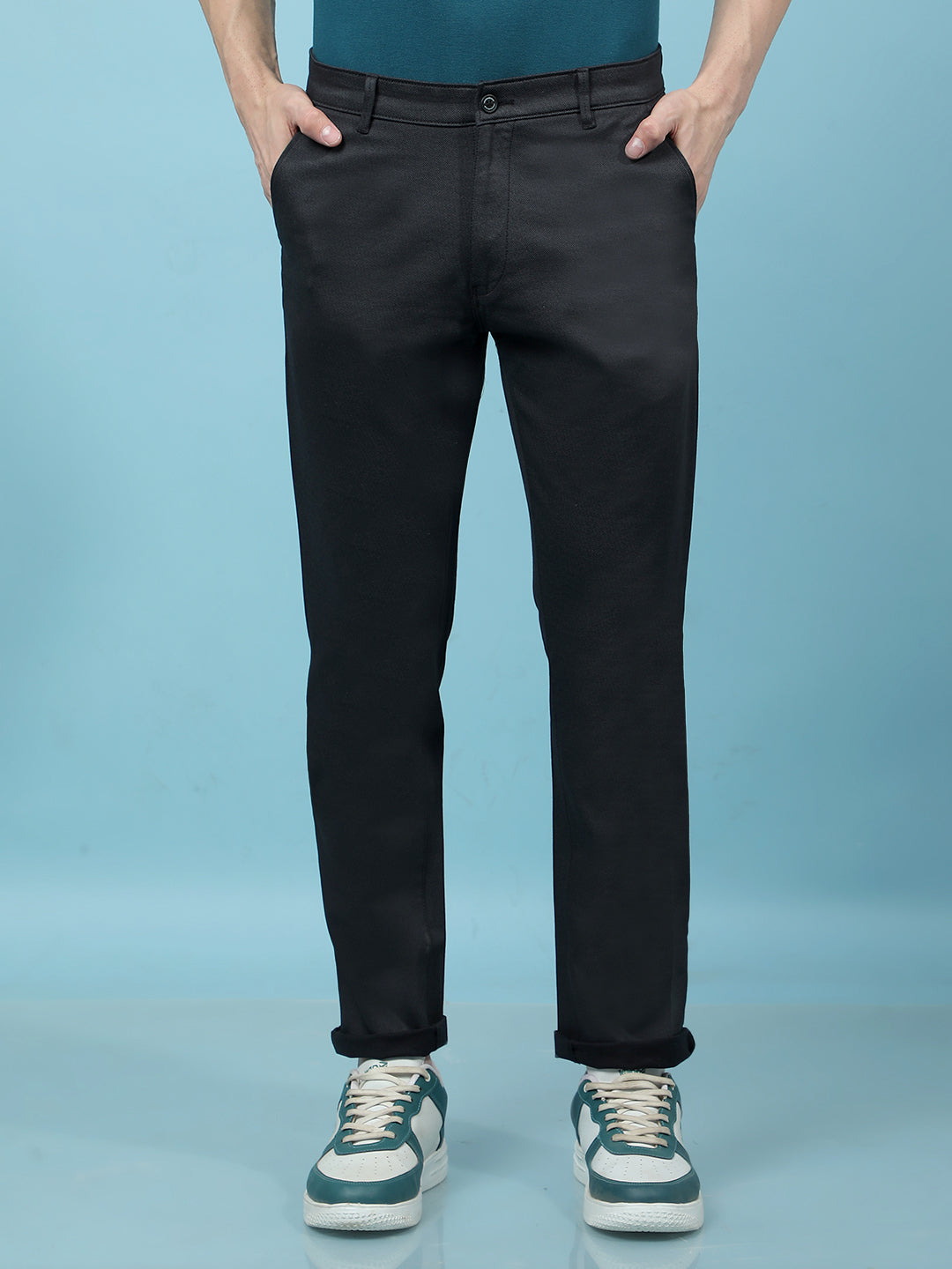 Black Printed Trousers-Men Trousers-Crimsoune Club