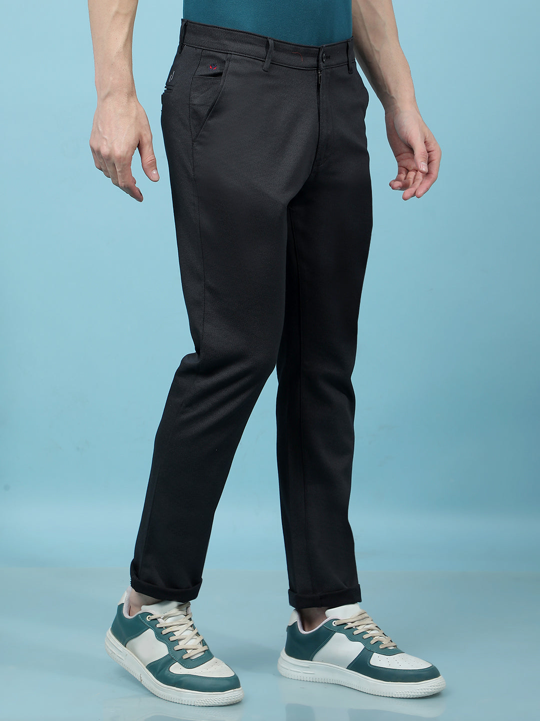 Black Printed Trousers-Men Trousers-Crimsoune Club