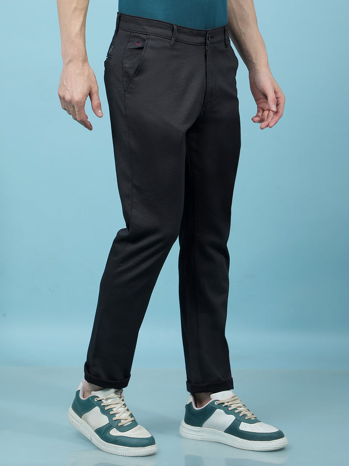 Black Printed Trousers-Men Trousers-Crimsoune Club