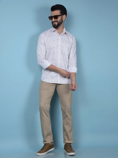 Khaki Printed Trousers-Men Trousers-Crimsoune Club