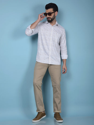 Khaki Printed Trousers-Men Trousers-Crimsoune Club