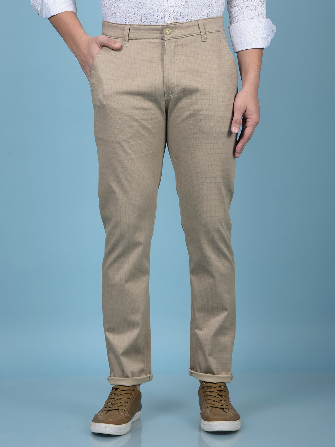 Khaki Printed Trousers-Men Trousers-Crimsoune Club