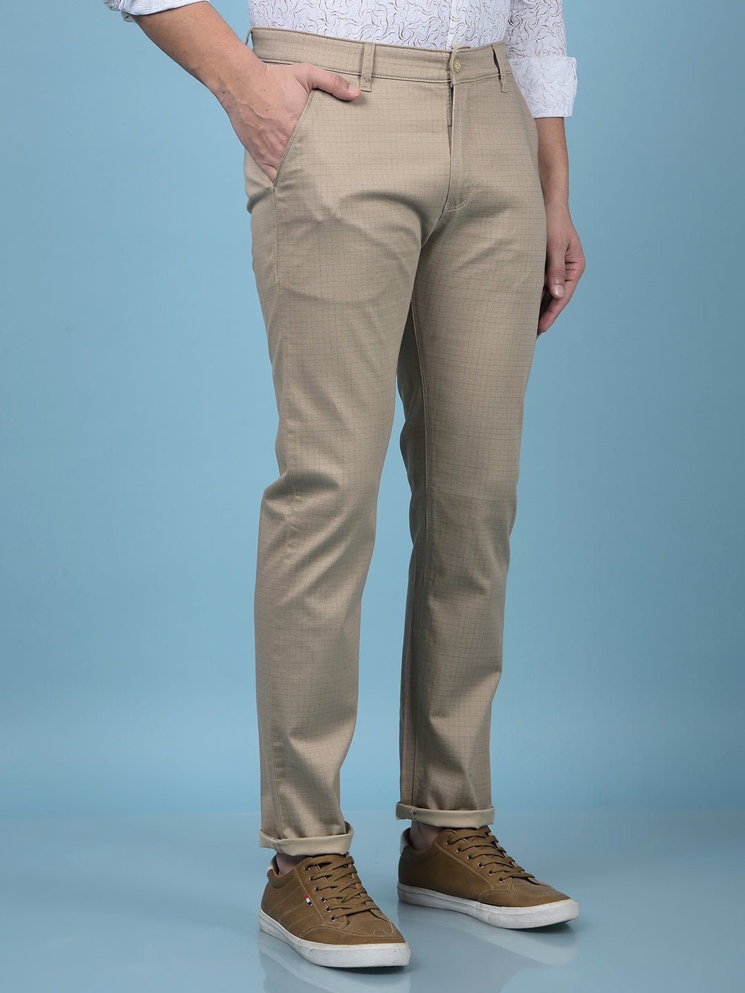 Khaki Printed Trousers-Men Trousers-Crimsoune Club