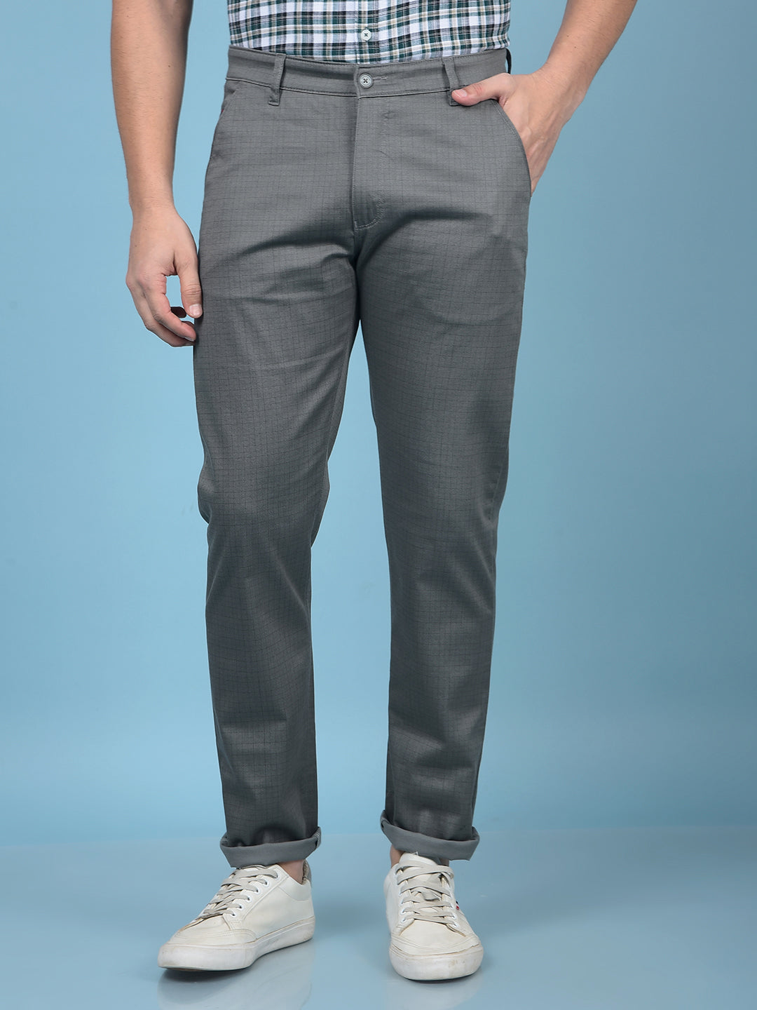 Grey Printed Trousers-Men Trousers-Crimsoune Club