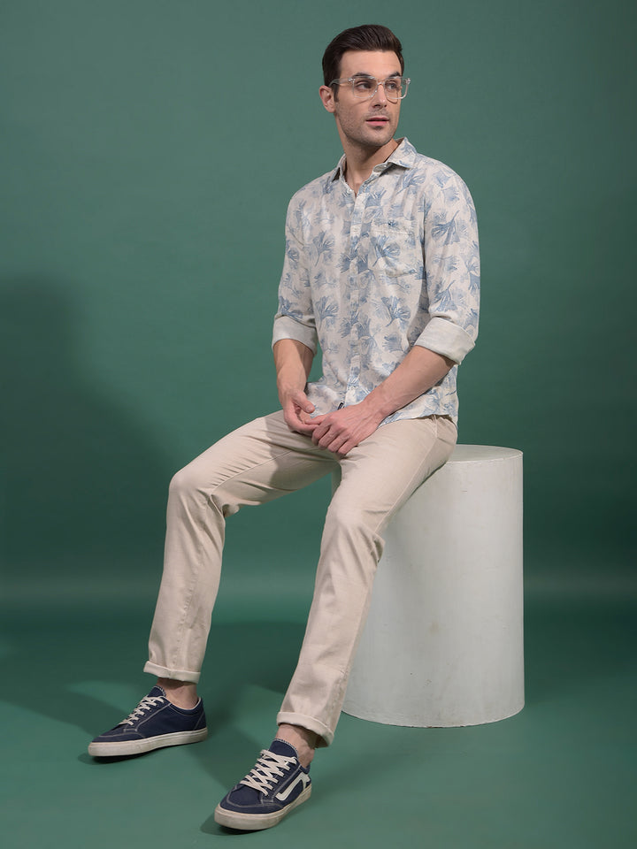 Beige Checked Trousers-Men Trousers-Crimsoune Club