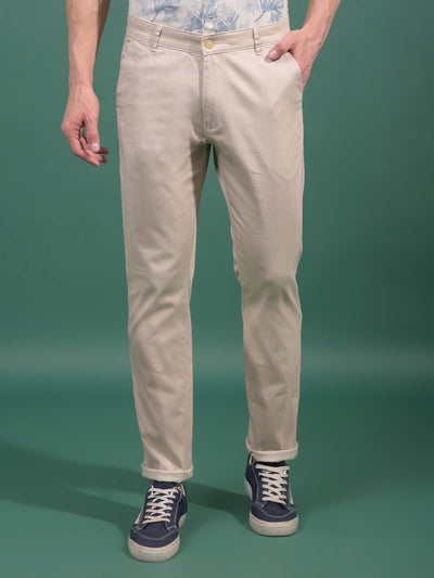Beige Checked Trousers-Men Trousers-Crimsoune Club