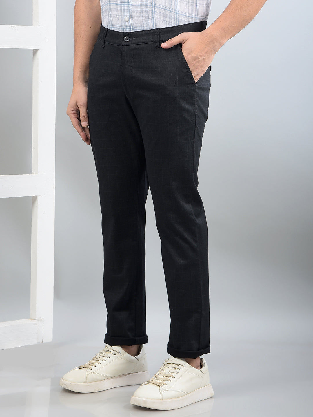 Black Printed Trousers-Men Trousers-Crimsoune Club