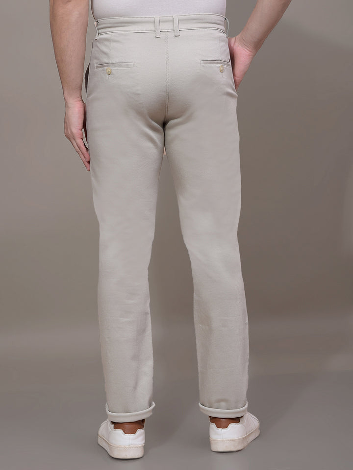 Off White Textured Trousers-Men Trousers-Crimsoune Club