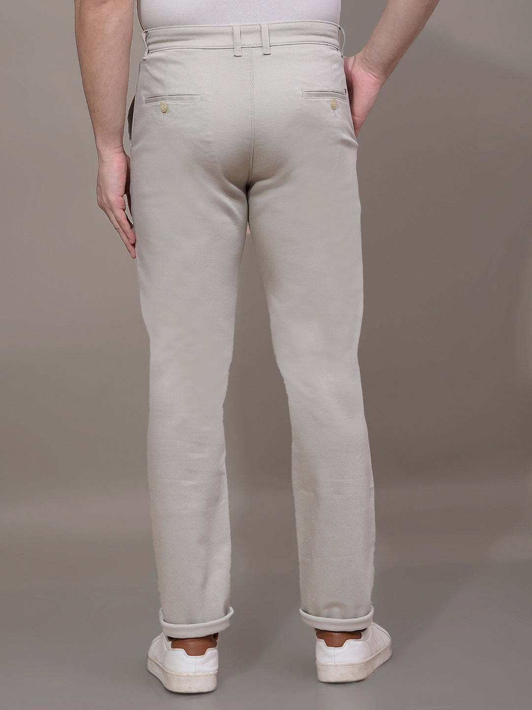 Off White Textured Trousers-Men Trousers-Crimsoune Club